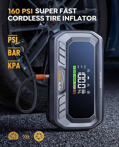 YaberAuto YA90 Jump Starter 6000A z Kompresorem 160PSI i Ekranem LCD