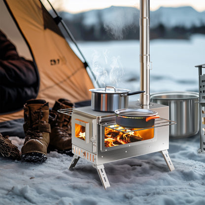 Piec turystyczny na drewno z kominem do namiotu HOT TENT stal