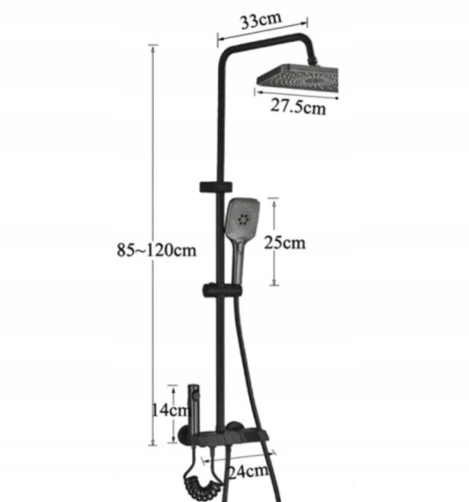 Zestaw Prysznicowy CZARNY TERMOSTAT Bidet LCD