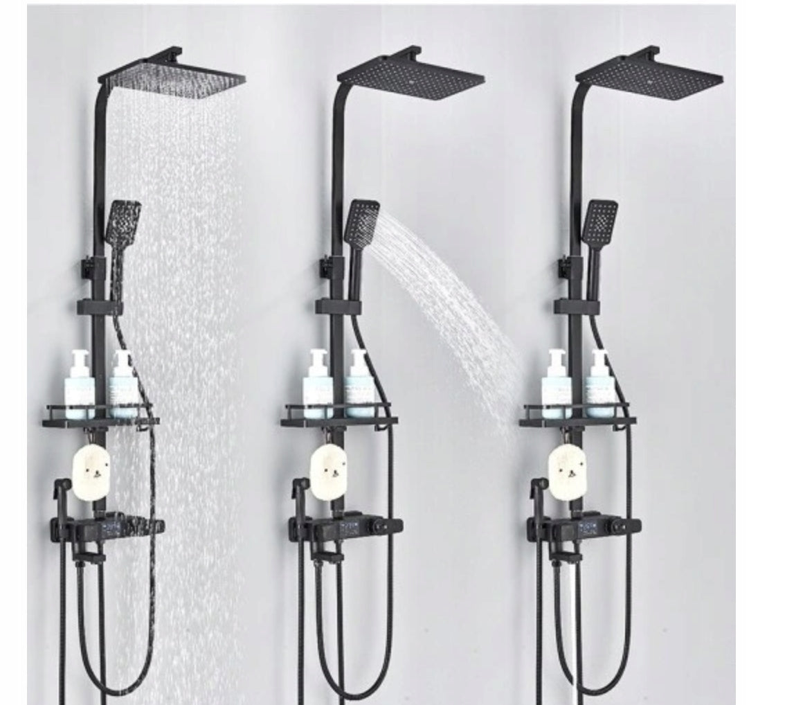 Zestaw prysznicowy natynkowy BIDET TERMOSTAT WYŚWIETLACZ DESZCZOWNICA